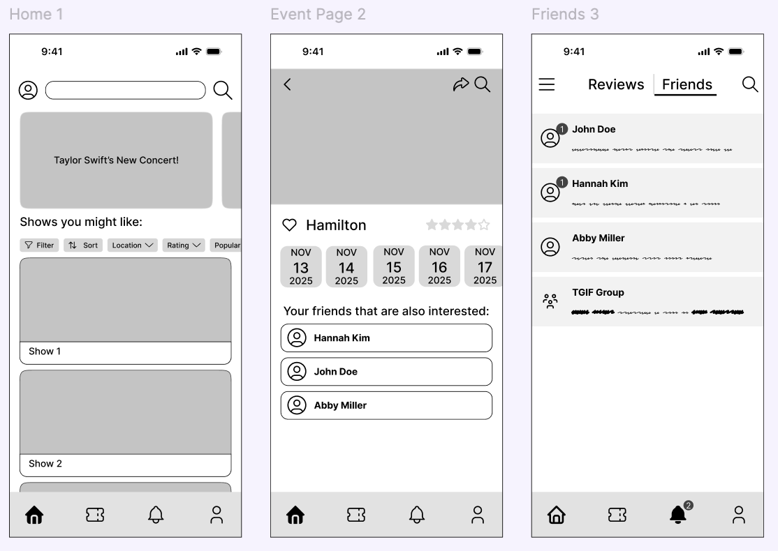 Sceneo lo-fi wireframes