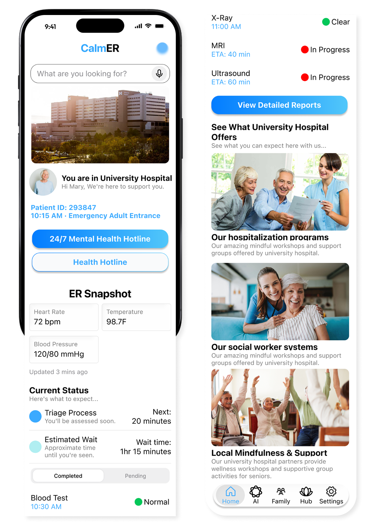 CalmER Home Dashboard
